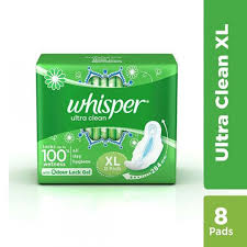 Whisper Ultra Clean Sanitary Pads – XL, 8 Pads